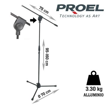 Asta Microfono giraffa Proel PRO100BK h.95/160 cm peso: 3.3 kg