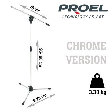 Asta Microfono giraffa Proel PRO100CR h.95/160 cm peso: 3.3 kg