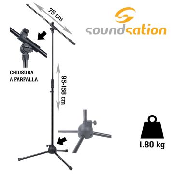 Soundsation SMICS-70-BK asta microfonica a giraffa