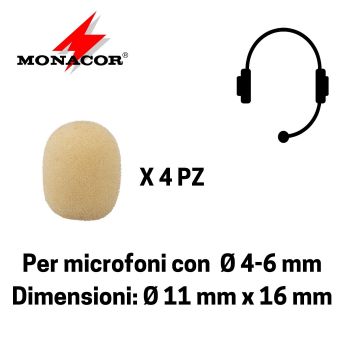 Antivento Monacor WS-150/SK per headset mini 4pz