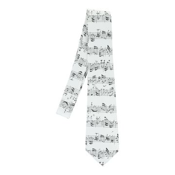 Cravatta Musik-Boutique bianca con pentagramma nero