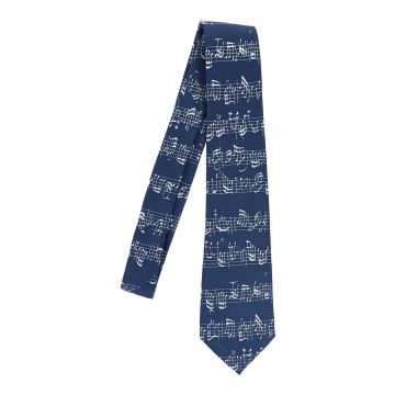 Cravatta Musik-Boutique blu con pentagramma bianco