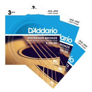 Corde Acustica D`Addario EJ16 3D Phosphor Bronze light 12-53 3 pezzi