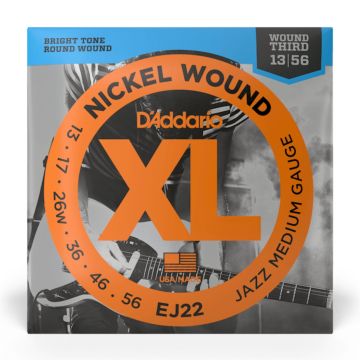 Corde elettrica D`Addario EJ22 nickel wound XL jazz medium 13-56