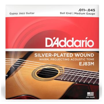 Corde acustica D'Addario EJ83M silver plated gypsy jazz ball end medium 11-45