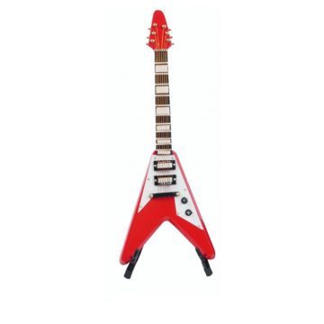 Miniatura Agifty Chitarra elettrica rossa 17cm con supporto e custodia