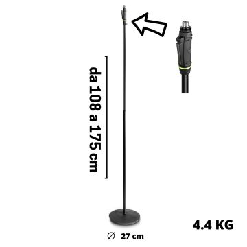 Asta Microfono dritta Gravity MS 231 HB h.108/175 cm peso: 4,4 kg