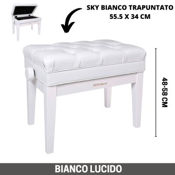 Panca alzabile bianco lucido Roland RPB-500PW seduta sky bianco