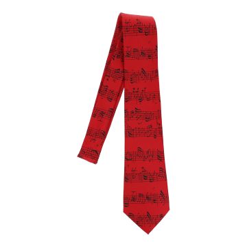 Cravatta Musik-Boutique rosso con pentagramma nero