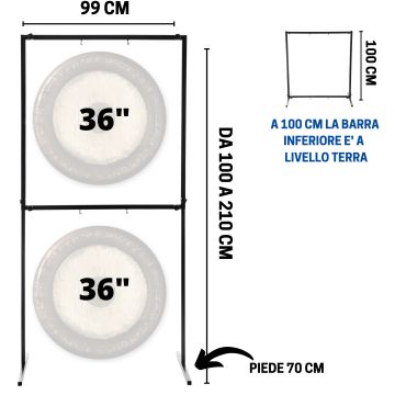 Supporto Gong Wuhan quadrato da terra per 2 Gong 36" 100cm