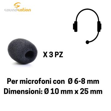 Soundsation W-60H (ex W-30H) Antivento headset D 1cm L 2,5cm conf.3pz