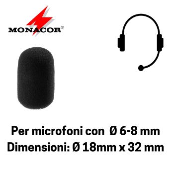Antivento Monacor WS-100/SW black 18x32mm - 6/8Ø