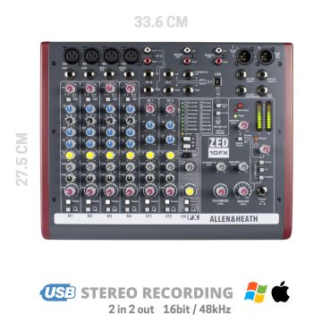 Mixer Allen&Heat ZED10FX con effetti e USB - 4Mic/2Stereo