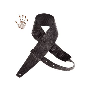 Tracolla chitarra Magrabo' Holes Embossed Cocco Pros Nero 8cm