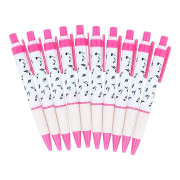 Penna a sfera bianca con note musicali pink
