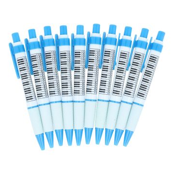 Penna a sfera bianca con tastiera blu 