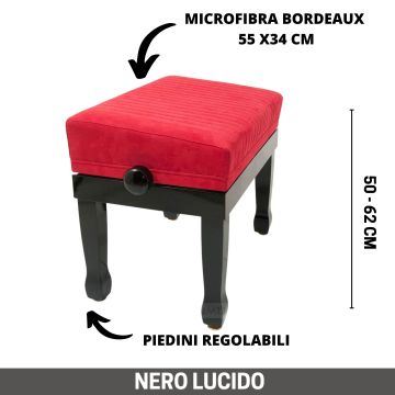 CGM SA panca alzabile per pianoforte seduta bordò microfibra CGM SA panca alzabile per pianoforte seduta bordò microfibra
