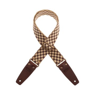 Tracolla chitarra Magrabo' SC Retrò Chess terminali marroni fibbia ottone 5 cm