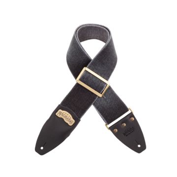 Tracolla chitarra Magrabo' Stripe SC Cotton Washed Nero 8cm terminali Core Nero, fibbia Recta Ottone