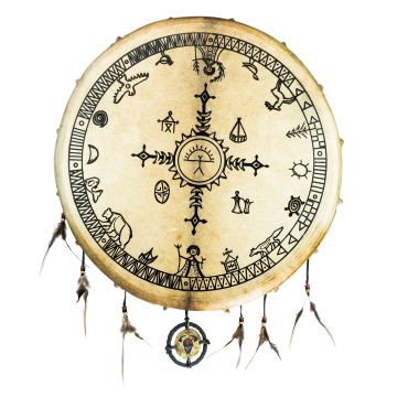 Shaman Drum 50cm Terre' pelle mucca con battente Saami