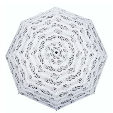 Ombrello  pieghevole bianco con note nere Agifty