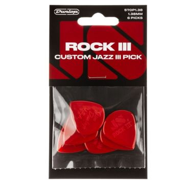 Dunlop 570P1.38 Blister plettri Rock III Custom Jazz III 6pz 1.38mm