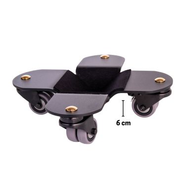 Set 3 carrellini trasportatori piano coda 4 ruote doppie frenanti