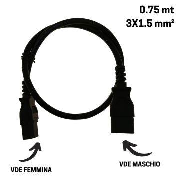 Prolunga Elettrica VDE maschio VDE femmina 0,75 mt Dap Audio 90469 3x1.5mm2