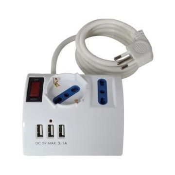 Multipresa Karma CC 9578 3 prese universale+3 USB con cavo