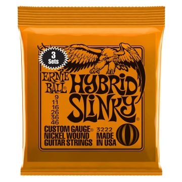 Ernie Ball 3222 hybrid slinky nickel 3 set 9-46