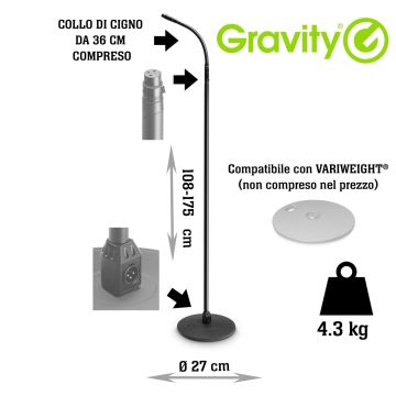 Asta Microfono dritta Gravity MS 23 XLR B 
