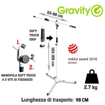 Gravity MS 4322 W asta microfono giraffa telescopica bianca
