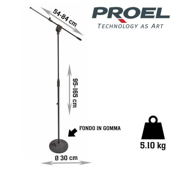 Asta Microfono giraffa Proel OST200BK ghisa nera 