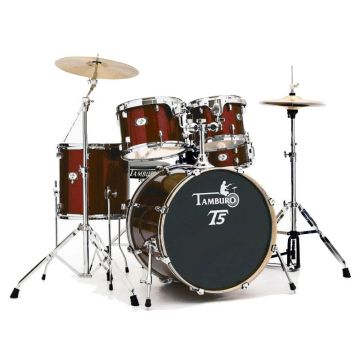 "Batteria Tamburo T5 18"" 5pz hardware piatti e sgabello red sparkle"