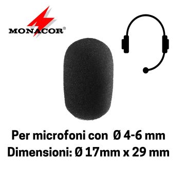 Antivento Monacor WS-300/SW 17x29mm - 4/6Ø black