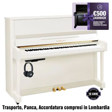 Pianoforte verticale silent Yamaha B3E SC3 bianco lucido