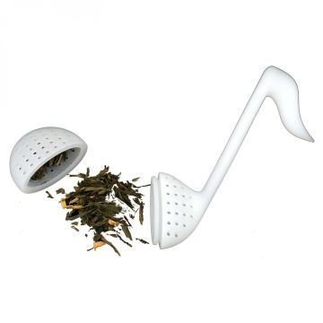 Filtro da tè o tisana in silicone bianco a forma di nota Agifty