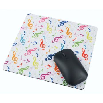 Tappetino mouse bianco con note colorate 23x21 cm Agifty