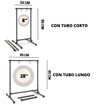 Supporto Gong Stagg regolabile da 8" (20cm) a 28" (70cm) quadrato black