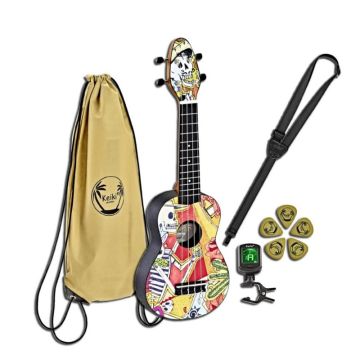 Set Ukulele soprano Keiki K2-EM EL MUERTO con borsa e accessori