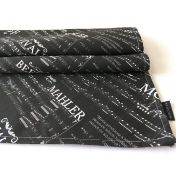 Tovaglietta runner black spartiti in cotone 35x150 cm Musicgift