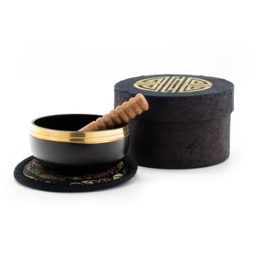 Campana Klangschalen 8cm con battente e scatola nero oro