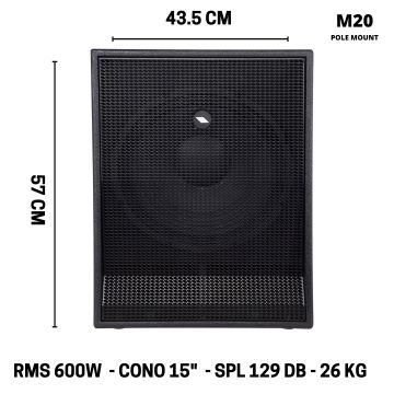 Subwoofer Proel S15A 600W 15"