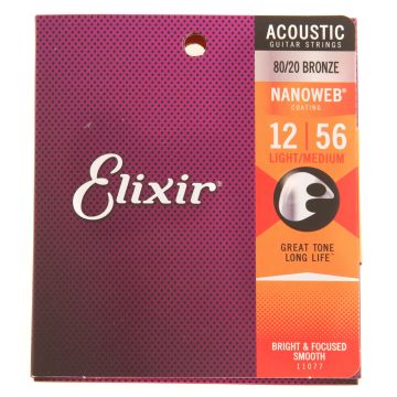 Corde Acustica Elixir Nanoweb 80/20 bronze light medium 12-56