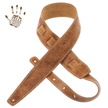 Tracolla chitarra Magrabo' Holes HS embossed spring marrone chiaro 6cm