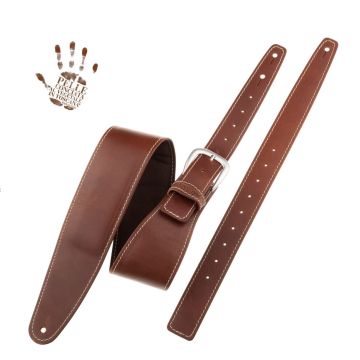 Tracolla chitarra Magrabo' Single buckle os padded core marrone fibbia classic argento 7,5cm