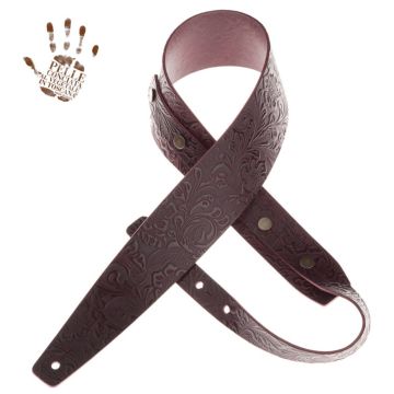 Tracolla chitarra Magrabò Buttons bc embossed flores bordeaux 7cm