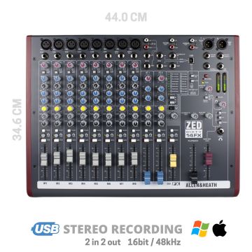 Mixer Allen&Heat ZED6014FX con effetti e USB - 8Mic/2Stereo