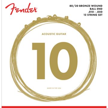 Corde Acustica 12 Fender 70-12L 80/20 Bronze Acoustic Strings 10-50