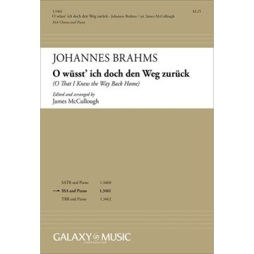 J.Brahms O Wusst'ich doch den Weg zuruck per Piano e Coro  
